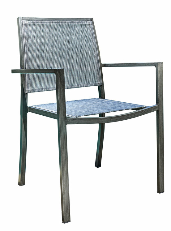 Fauteuil de jardin aluminium santorin aspect teck grisé jardiline