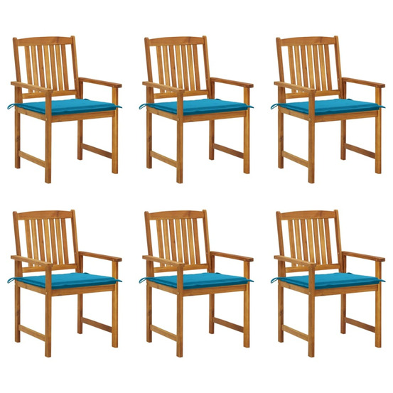 Chaises de jardin avec coussins lot de 6 bois d'acacia massif