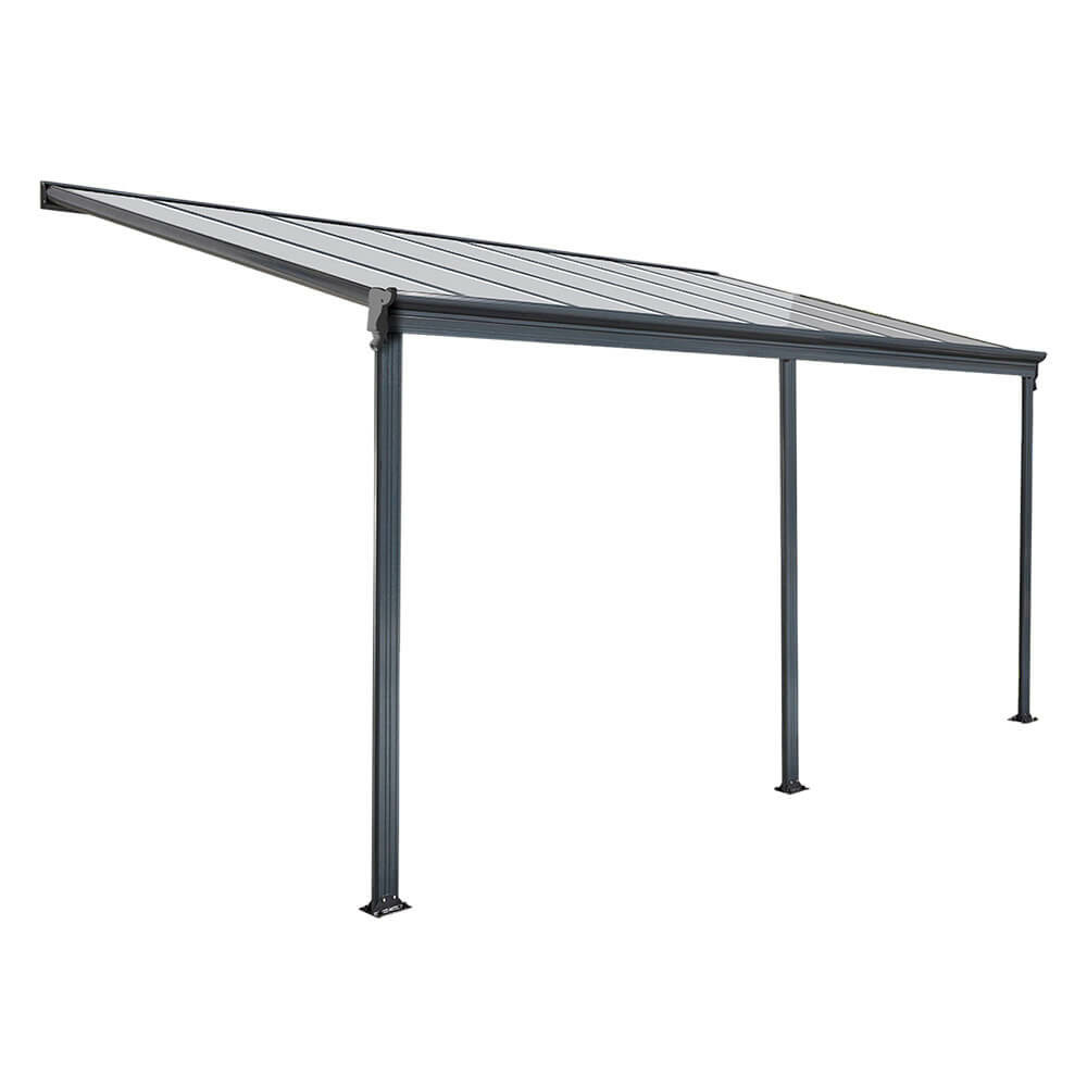 Home deluxe - toit de terrasse solis - gris - l/p/h : 496 / 503 x 300 / 303 x 278 / 226 cm - avec panneaux alvéolaires, matériel de