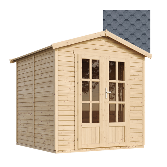 Abri de jardin en bois 4 m2 - l233xp222xh233cm - avec sol, avec des bardeaux bitumineux gris - m351fb+h351fbgrey