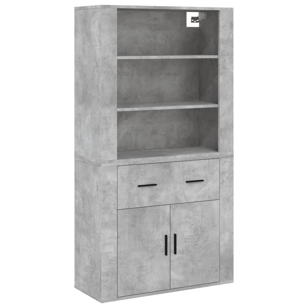 Buffet bahut commode armoire meuble de rangement organisateur cuisine salle de séjour salon haut bois d'ingénierie gris 02_00