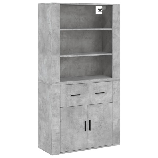 Buffet bahut commode armoire meuble de rangement organisateur cuisine salle de séjour salon haut bois d'ingénierie gris 02_00