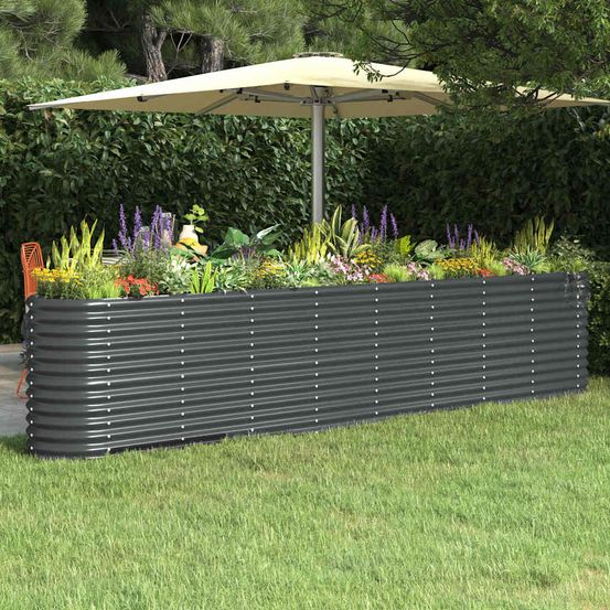 Carré potager surélevé acier galvanisé anthracite 332x40x68 cm