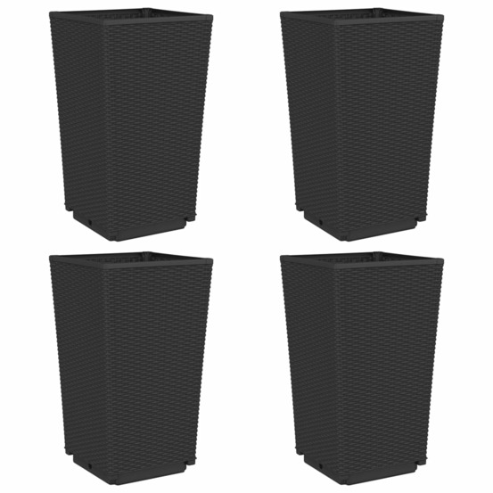 Jardinière bac lit surélevé plantes fleurs jardin terrasses lot de 4 32,5 x 32,5 x 57 cm polypropylène noir