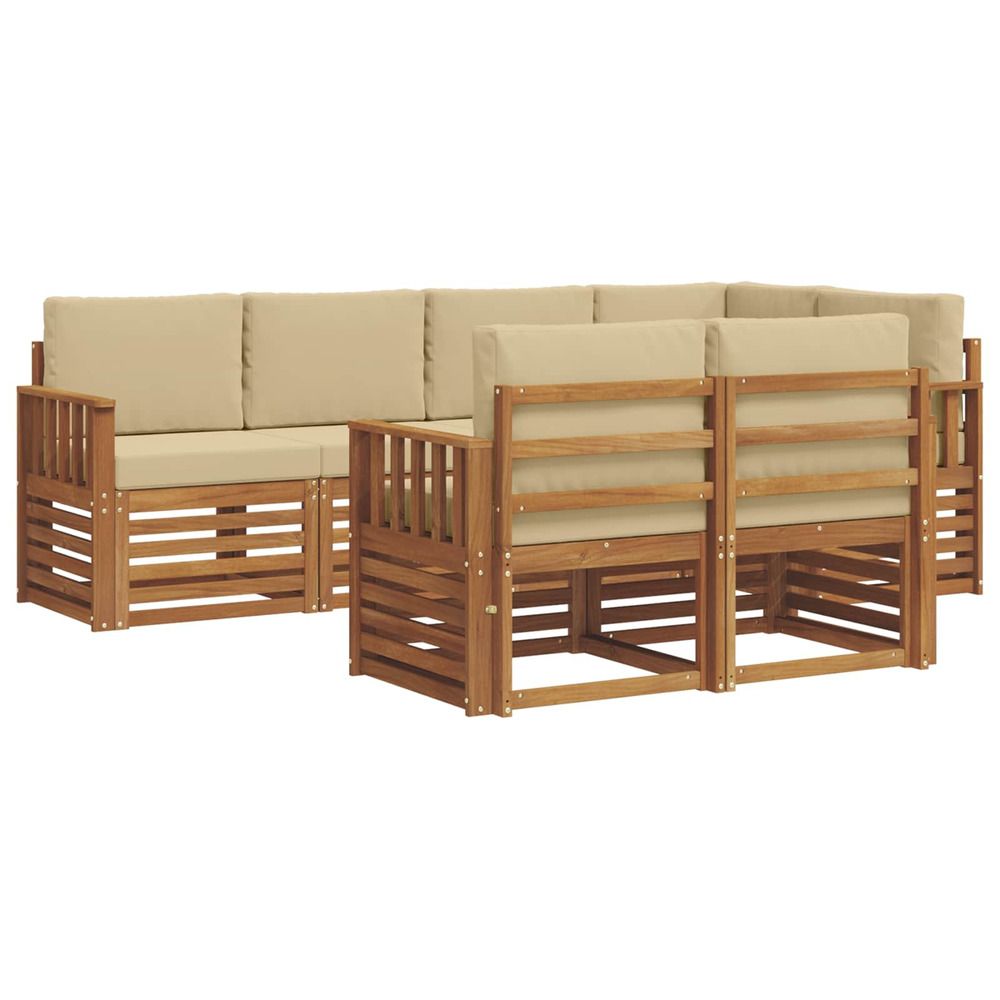 Ensemble de canapés d'extérieur 7 pc naturel et beige polyester