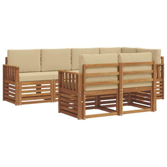 Ensemble de canapés d'extérieur 7 pc naturel et beige polyester