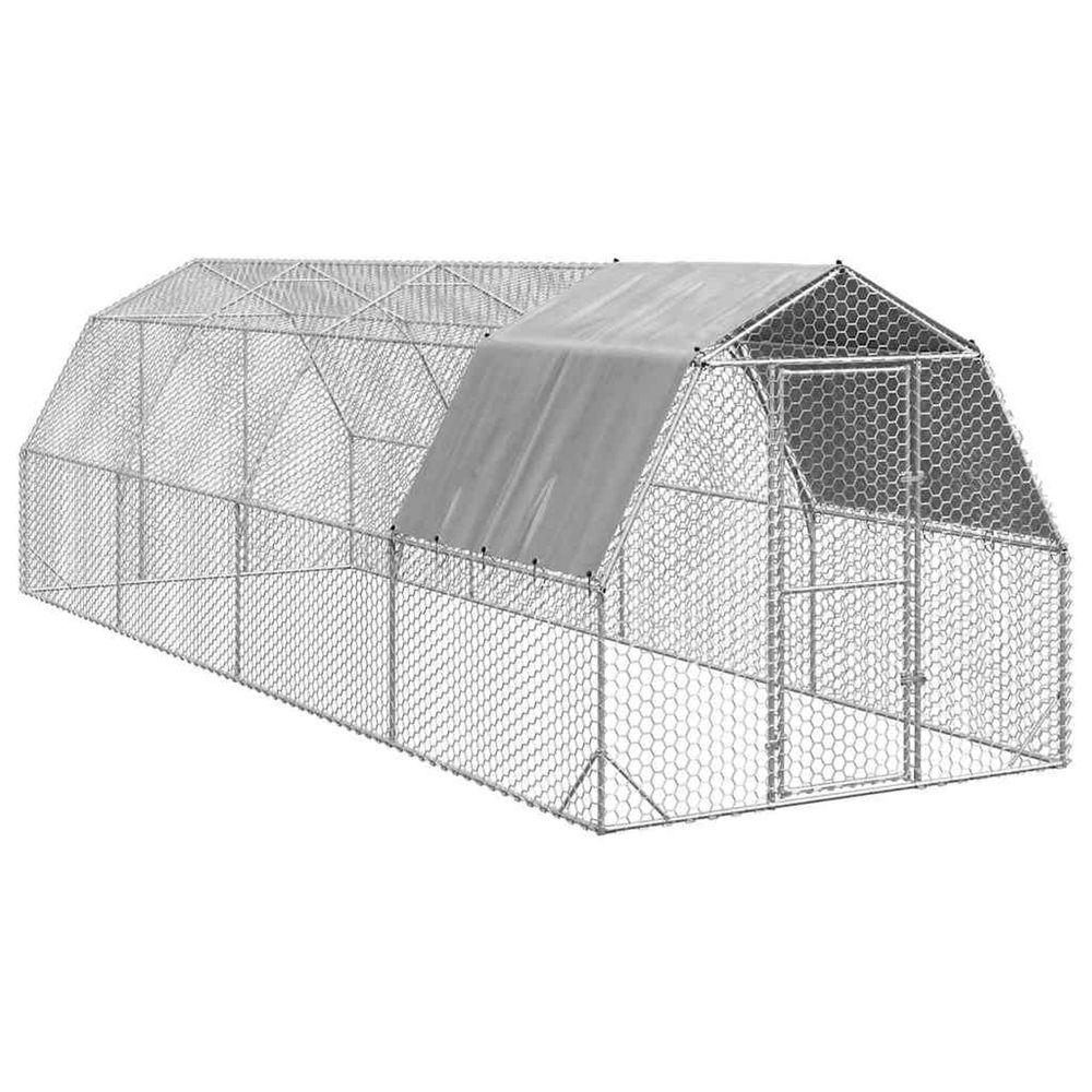Poulailler avec toit 2,5x8x2,25 m acier galvanisé