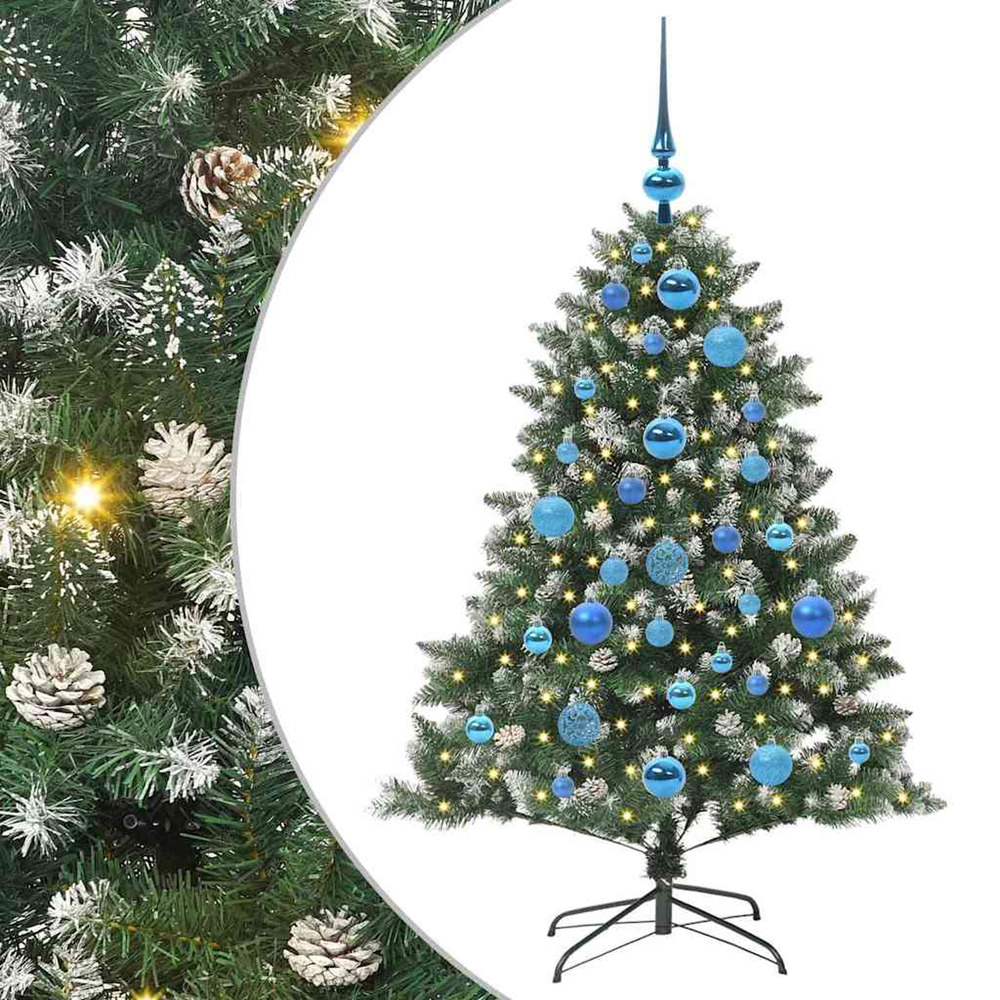 Sapin de noël artificiel vert 120 cm pvc, plastique et acier