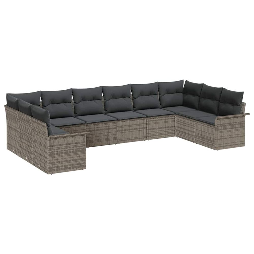 Ensemble de canapé de jardin 10 pc gris polyrotin