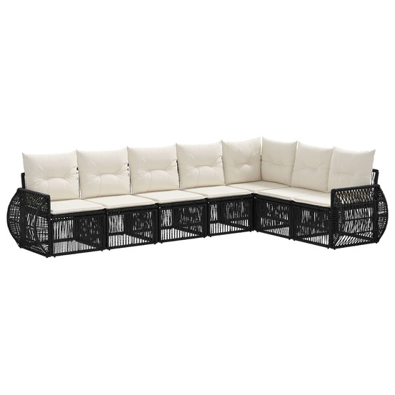 Ensemble de canapé de jardin 7 pcs noir et blanc crème