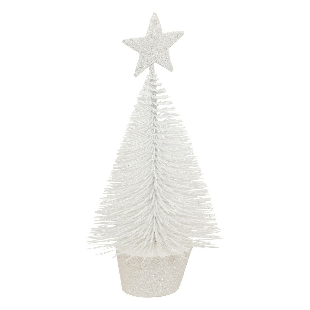 Sapin table paill 14cm blanc