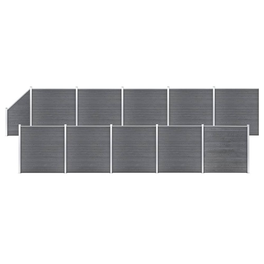 Ensemble de clôture wpc 10 carré + 1 incliné 1830x186 cm gris