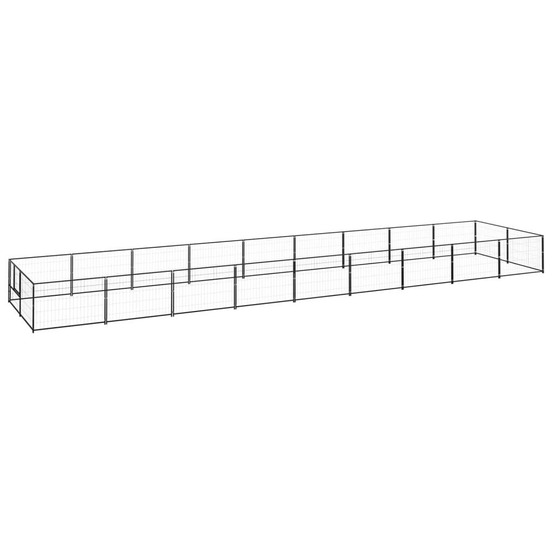 Chenil extérieur cage enclos parc animaux chien noir 18 m² acier