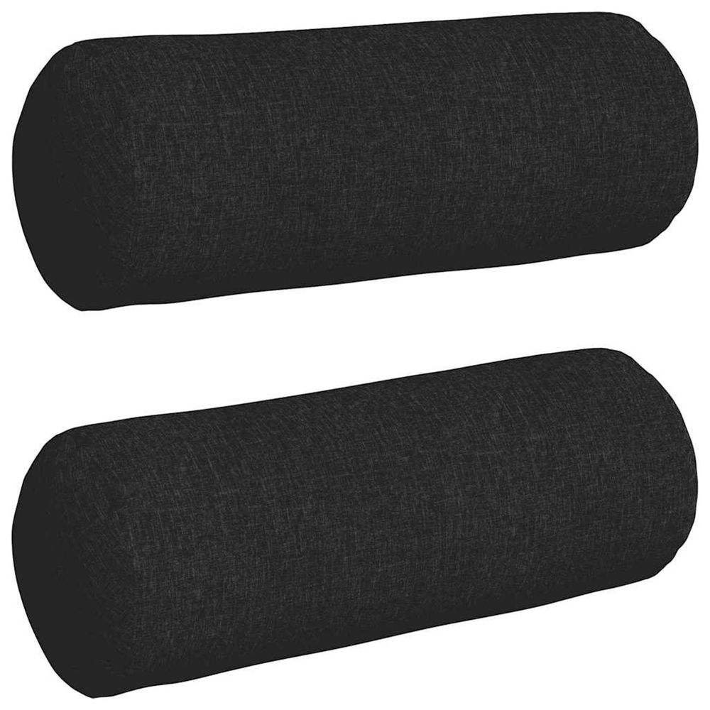 Coussins d'accent 2 pc tissu noir ø 25 x 70 cm