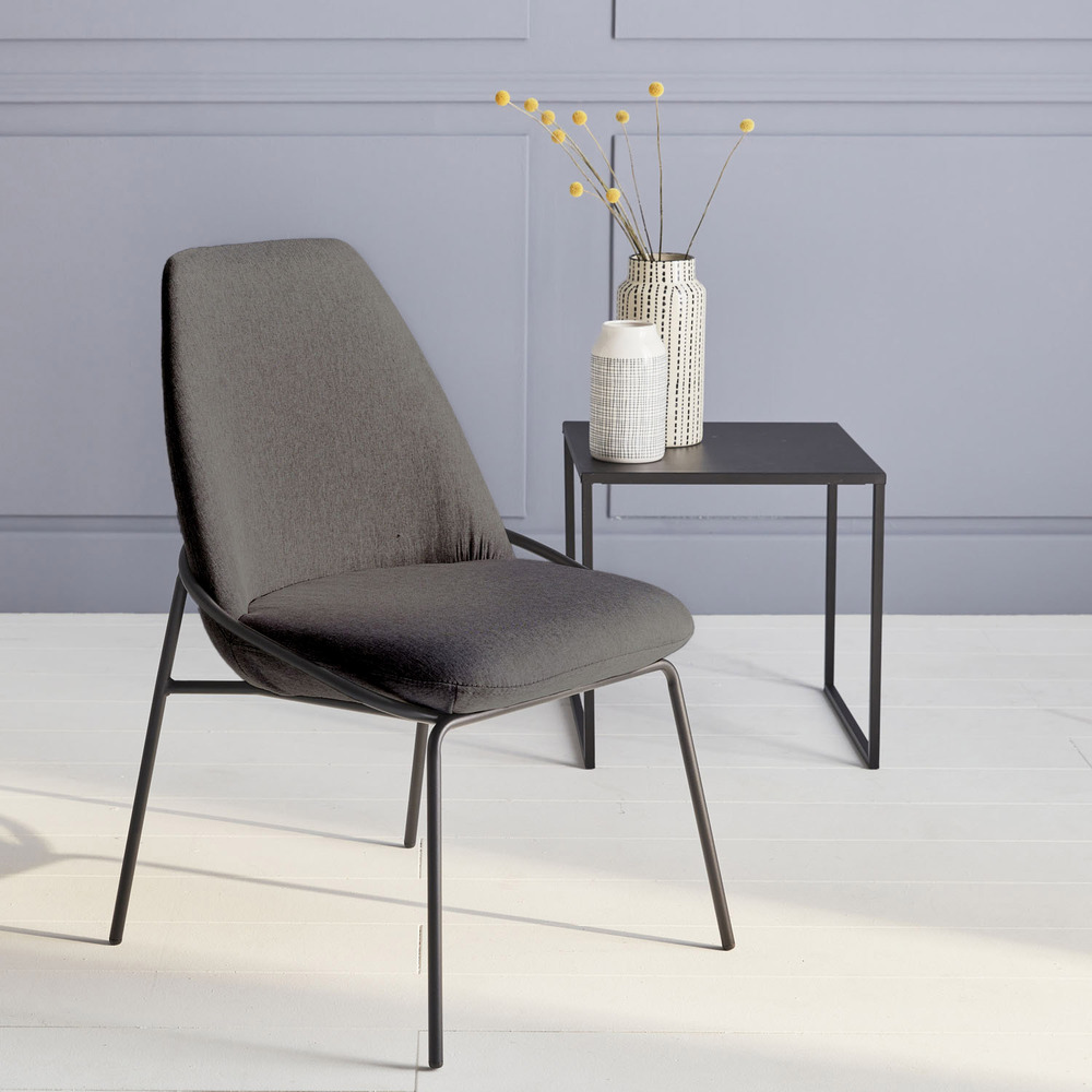 Chaise design - lisbet - en tissu gris foncé. 56.5 x 63 x 82.5cm