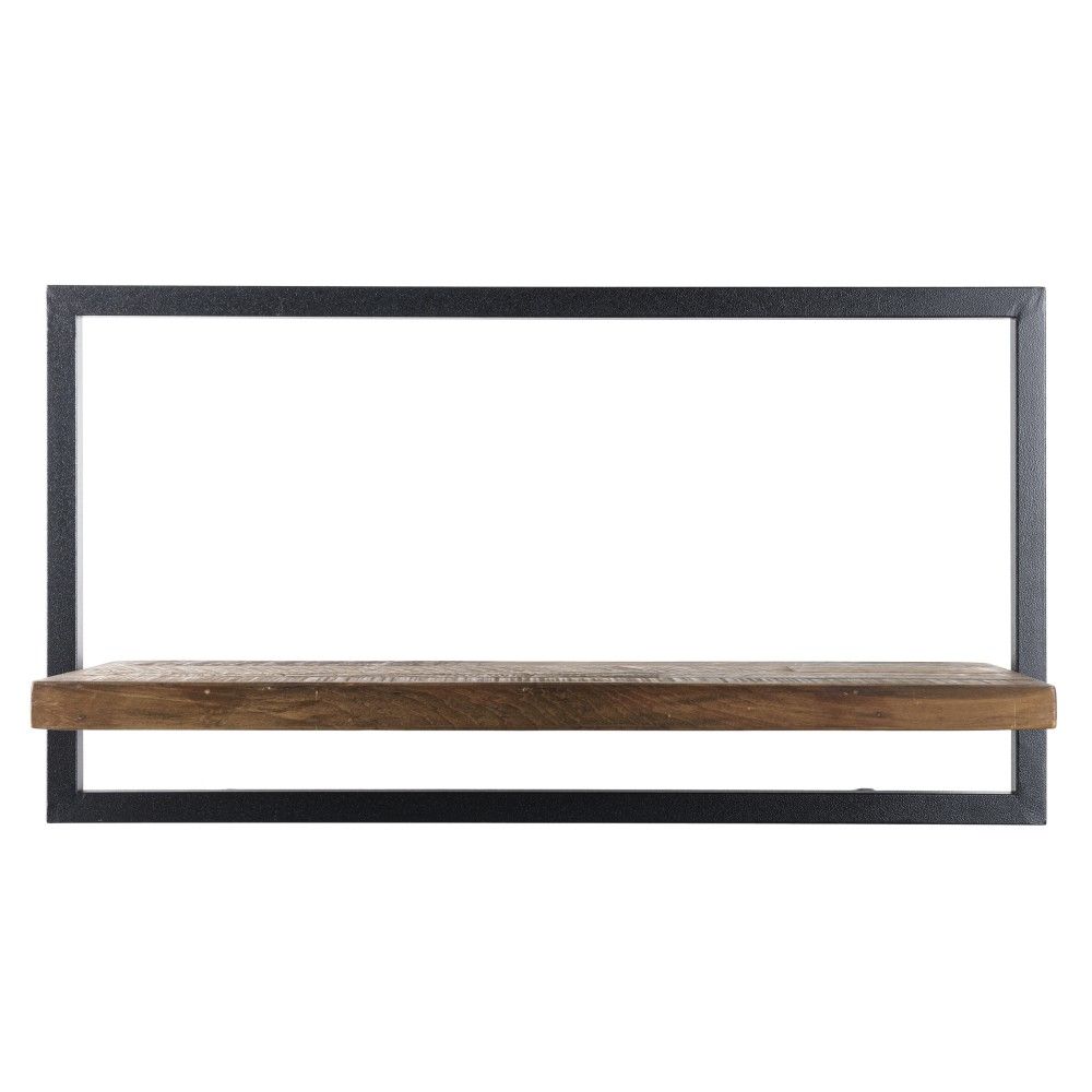 Etagère murale 1 plateau en teck recyclé et métal noir l65