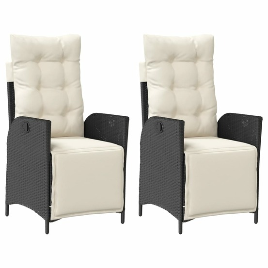 Chaises inclinables de jardin lot de 2 repose-pied noir rotin