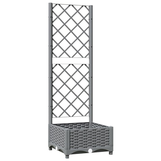 Jardinière bac lit surélevé plantes fleurs terrasse jardin avec treillis clair 40 x 40 x 121,5 cm pp gris