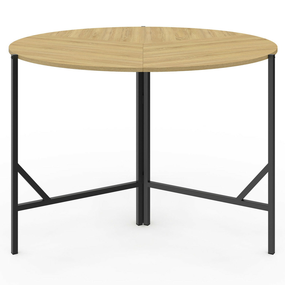 Table à manger pliante ronde yael 4 personnes bois et noir design industriel 110 cm