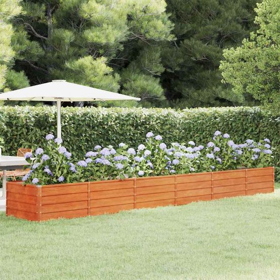 Carré potager extra-long en acier corten pour bordure 480x80x45cm