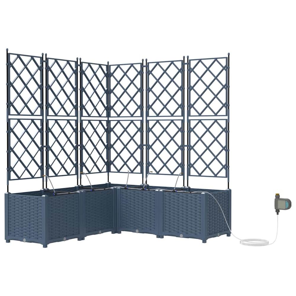 Cache-pot de jardin 5 pc gris 120 x 120 x 142 cm pp