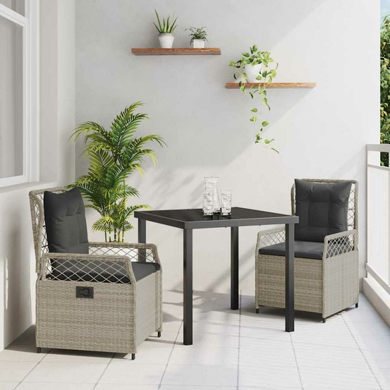 Ensemble de salle à manger pour jardin 3 pcs gris clair
