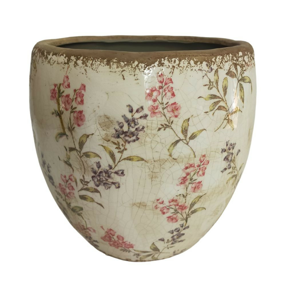 Cache-pot rond bord dentelé ø18 x ht.17 cm pour pot de ø14