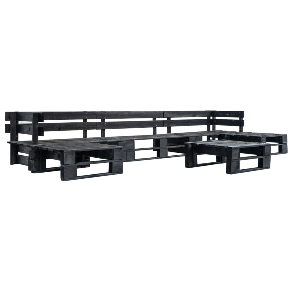 Canapés de jardin palette 6 pcs noir bois