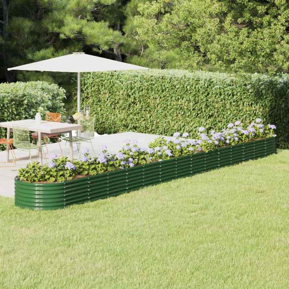 Carré potager ovale en acier galvanisé pour jardin vert 620x80x36 cm