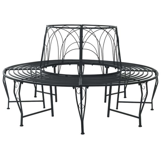 Banc d'arbre 8-nombre de places ø 160 x 89 cm acier noir rond