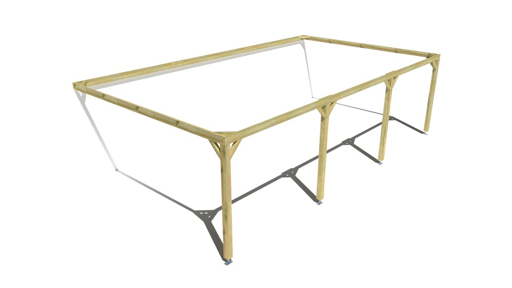 Pergola bois • 9m x 5m • adossée • cadre simple • livraison comprise