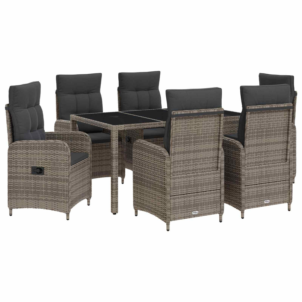 Ensemble de repas extérieur 7 pcs gris clair et gris foncé