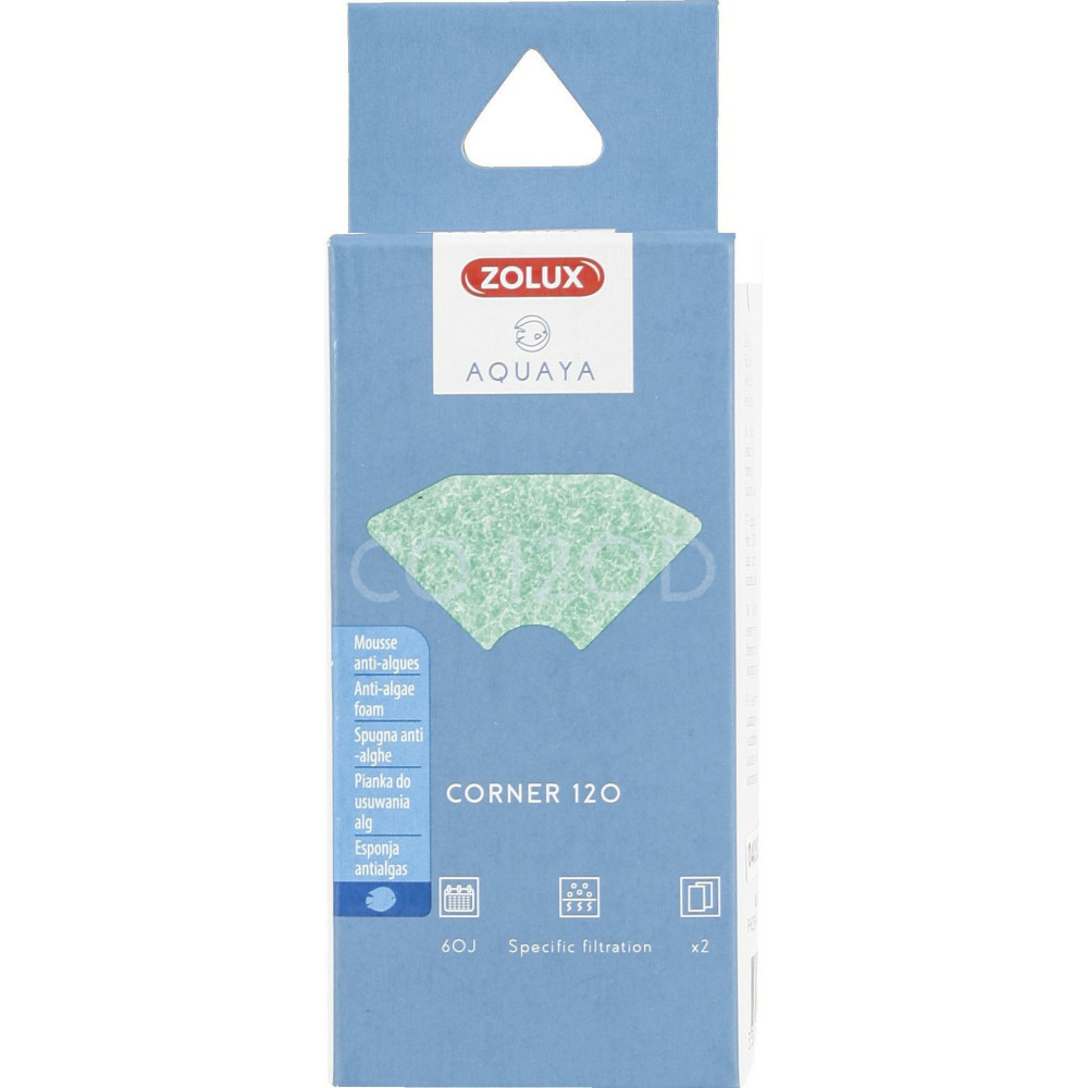 Filtre pour pompe corner 120, filtre co 120 d mousse anti algues x 2. Pour