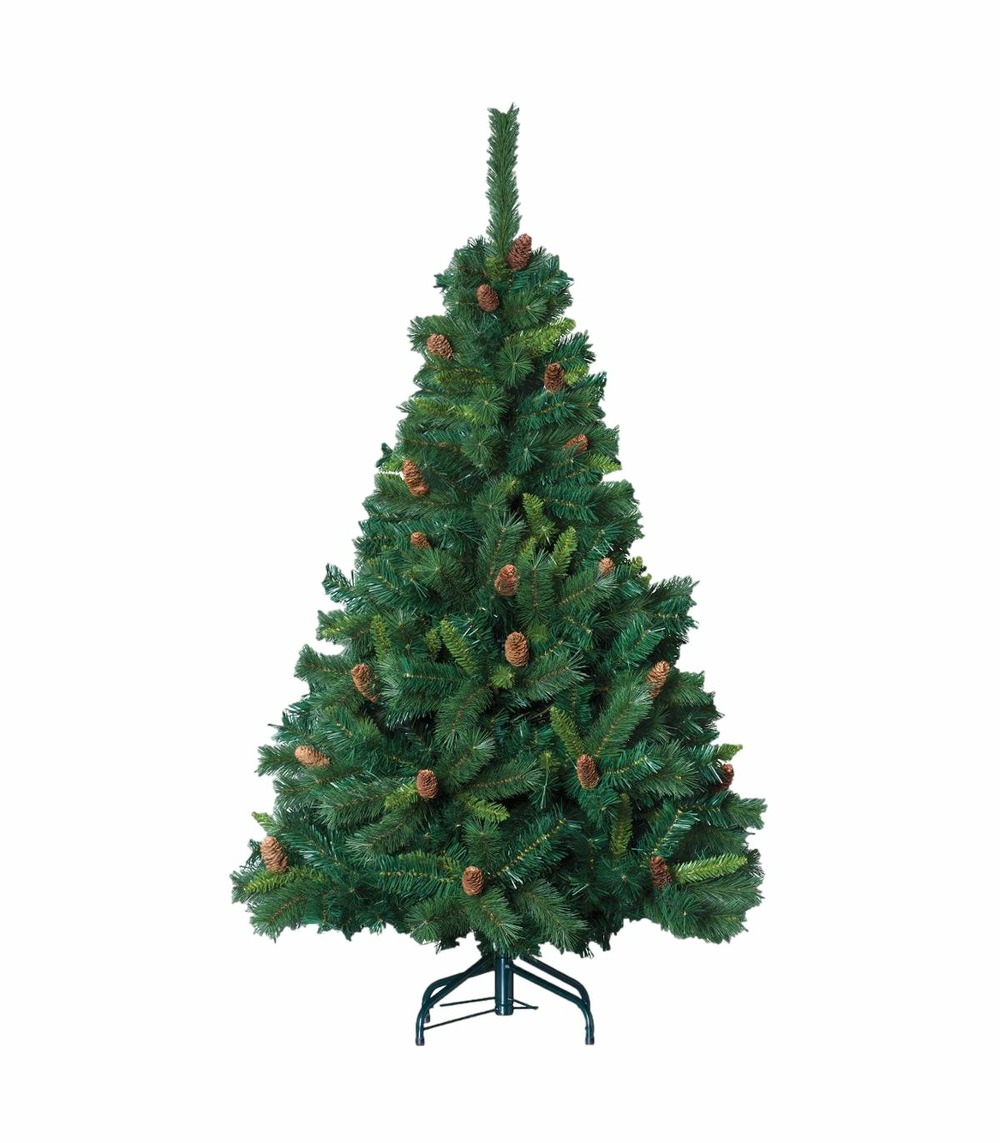 Sapin de noël artificiel vert avec pommes de pin h 150 cm