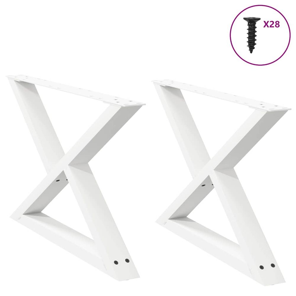 Pieds de table basse 2 pièces blanc 70 x (42-43,3) cm acier