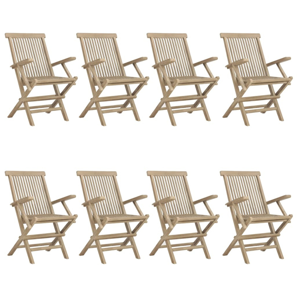 Chaises de jardin pliantes lot de 8 gris 56x61x89 cm bois teck