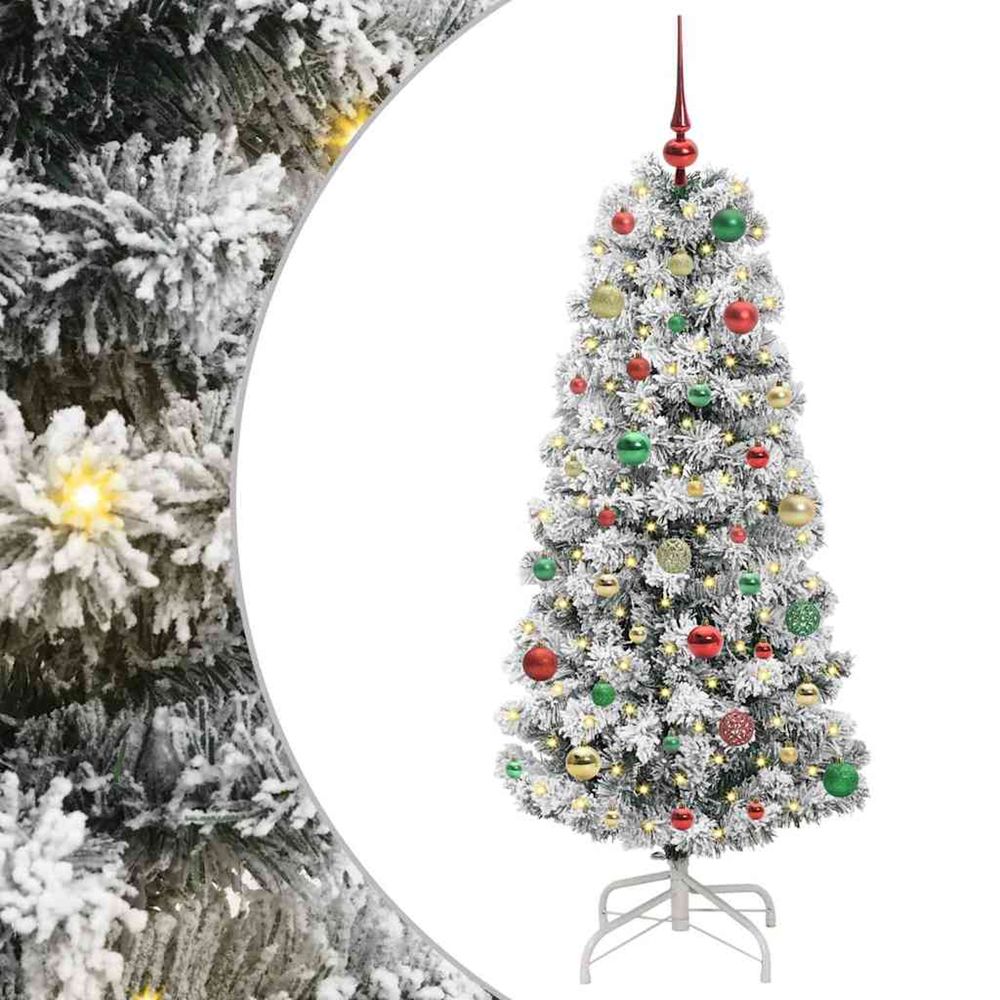 Sapin de noël artificiel à branches articulées vert et blanc