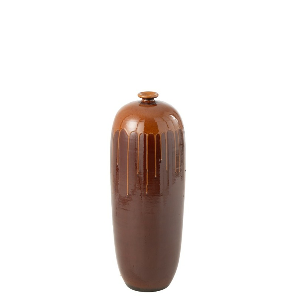 Vase haut en céramique marron 24x24x75 cm