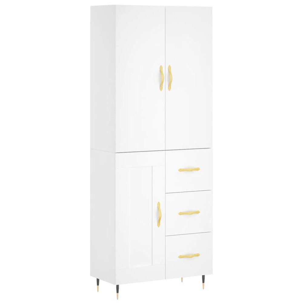 Buffet bahut commode armoire meuble de rangement organisateur cuisine salle de séjour salon haut 69,5 x 34 x 180 cm bois d'in