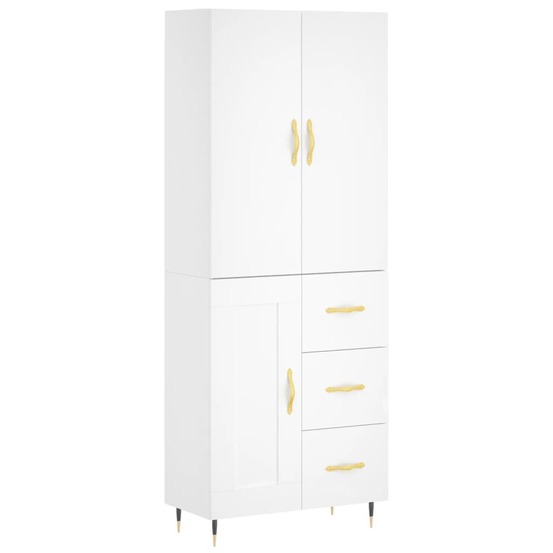 Buffet bahut commode armoire meuble de rangement organisateur cuisine salle de séjour salon haut 69,5 x 34 x 180 cm bois d'in