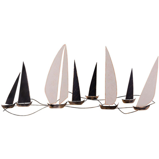Décoration murale en métal voiliers 117 x 52 cm
