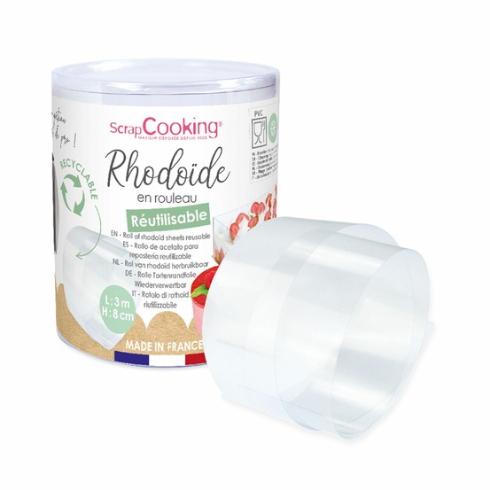 Ruban rhodoïde pour entremets 3 m x 8 cm