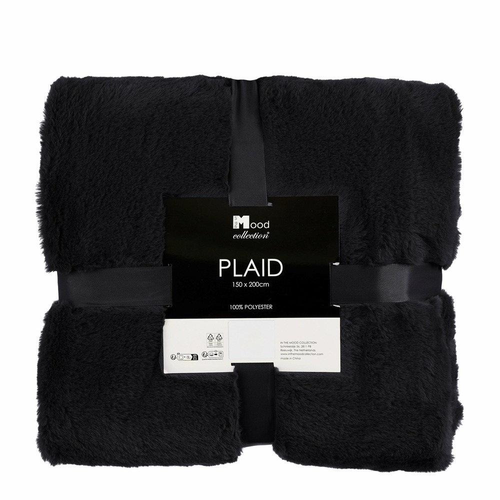 In the mood collection - plaid polaire noir 200x150