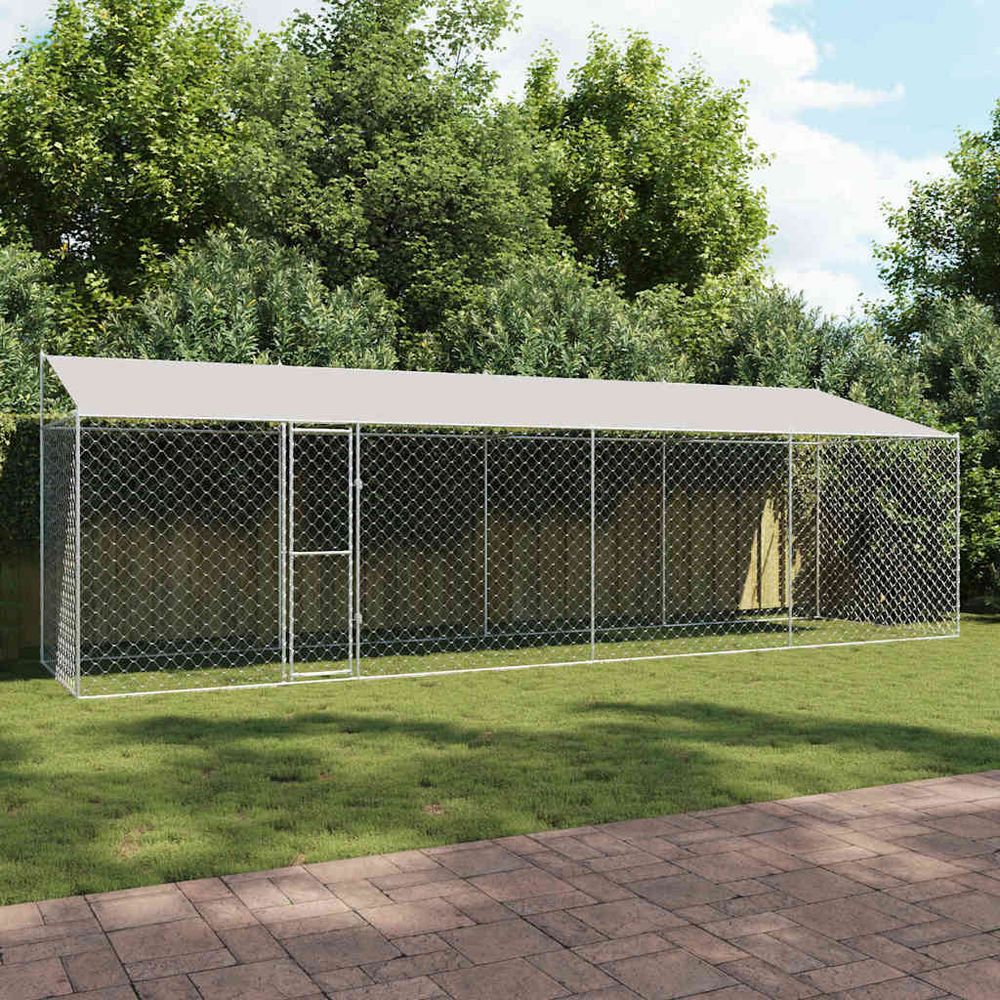 Chenil spacieux 8x2m en acier galvanisé avec toiture anti-uv pour jardin