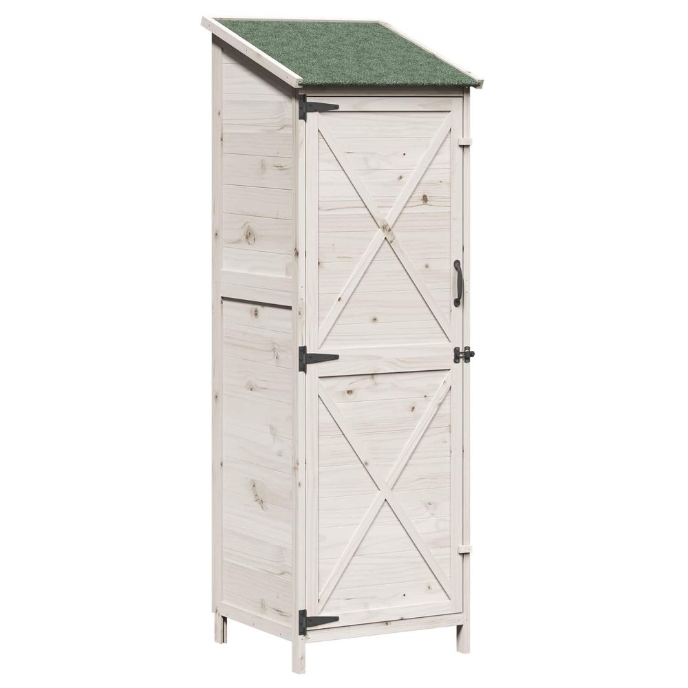 Abri de jardin blanc 59,5 x 56 x 176,5 cm bois de sapin massif