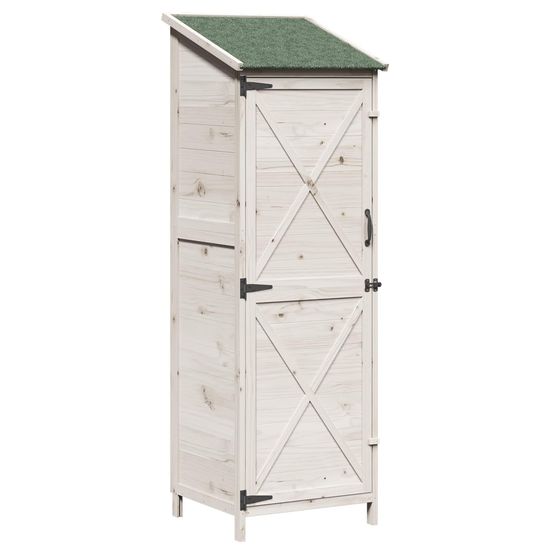 Abri de jardin blanc 59,5 x 56 x 176,5 cm bois de sapin massif