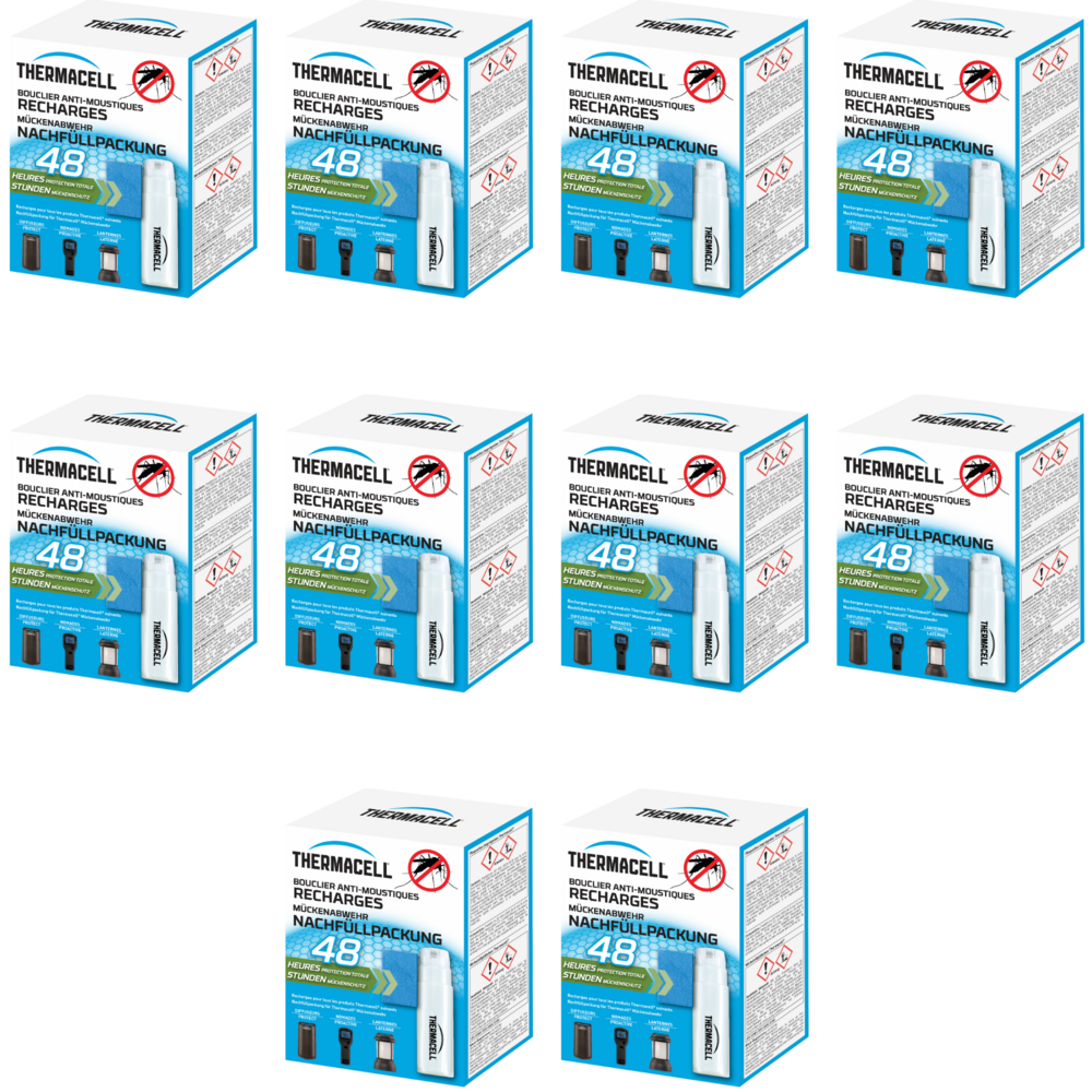 10 recharges anti-moustiques & moustiques tigres - protection 20m²- compatible avec diffuseurs nomades et lanternes - durée 480h