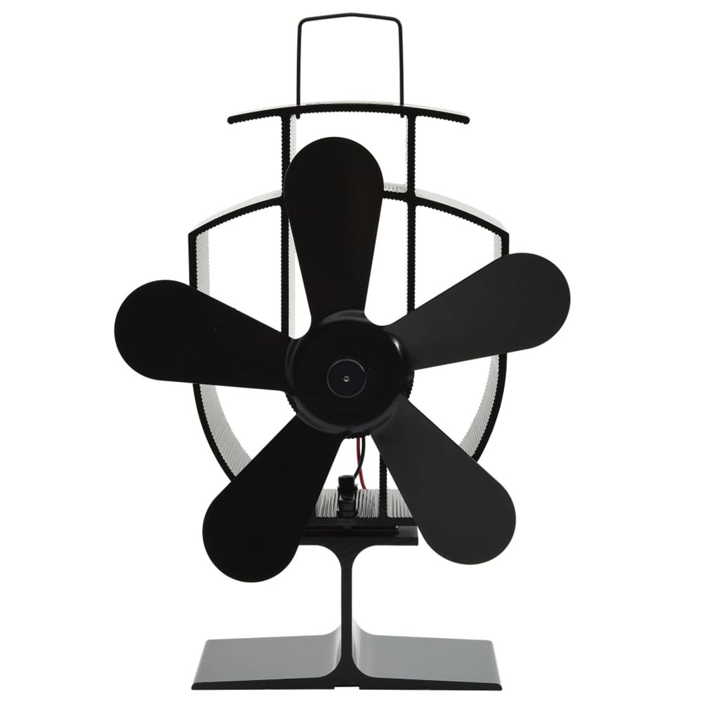 Ventilateur de poêle alimenté par chaleur 5 pales noir