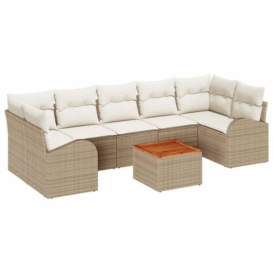 Ensemble de canapé de jardin 8 pcs beige et blanc