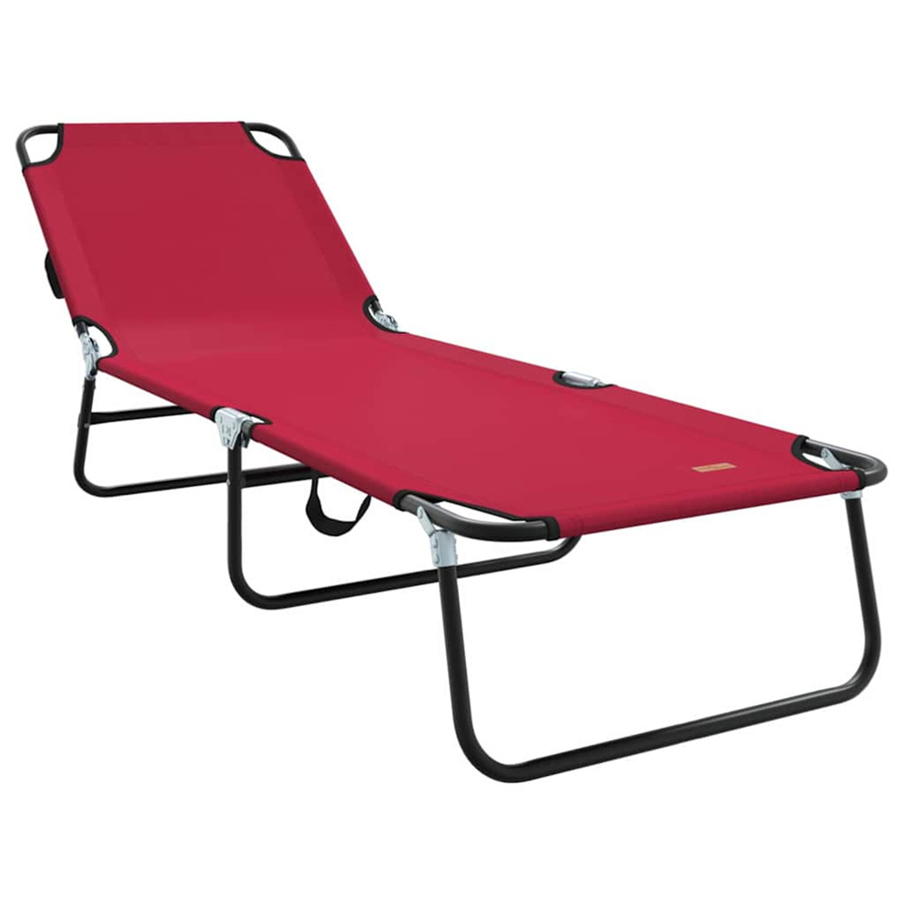 Chaise longue pliante rouge 188 x 57 x 86,5 cm polyester bain de soleil